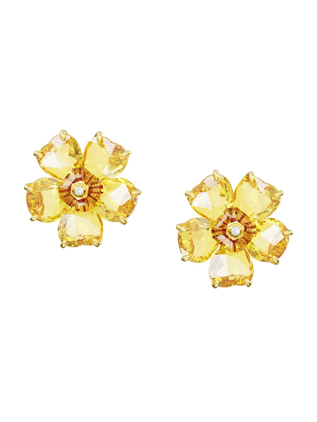 

SWAROVSKI Gold-Plated Floral Crystal-Studded Studs Earrings, Yellow