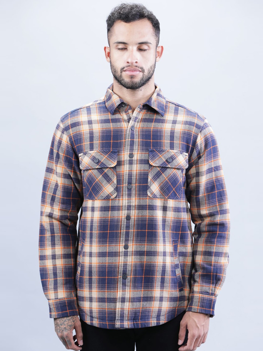 

t-base Tartan Checks Cotton Casual Shirt, Purple
