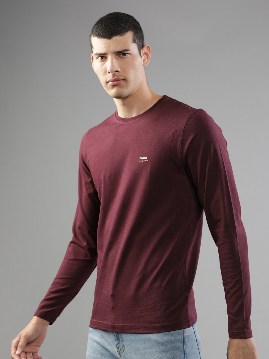 

t-base Long Sleeve Cotton T-shirt, Maroon