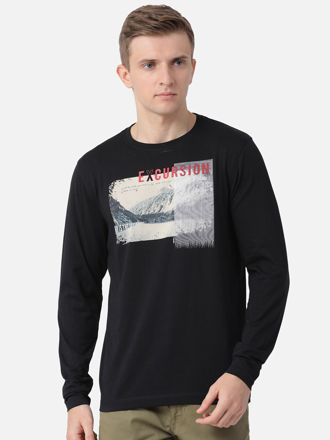 

t-base Graphic Printed Cotton T-Shirt, Black