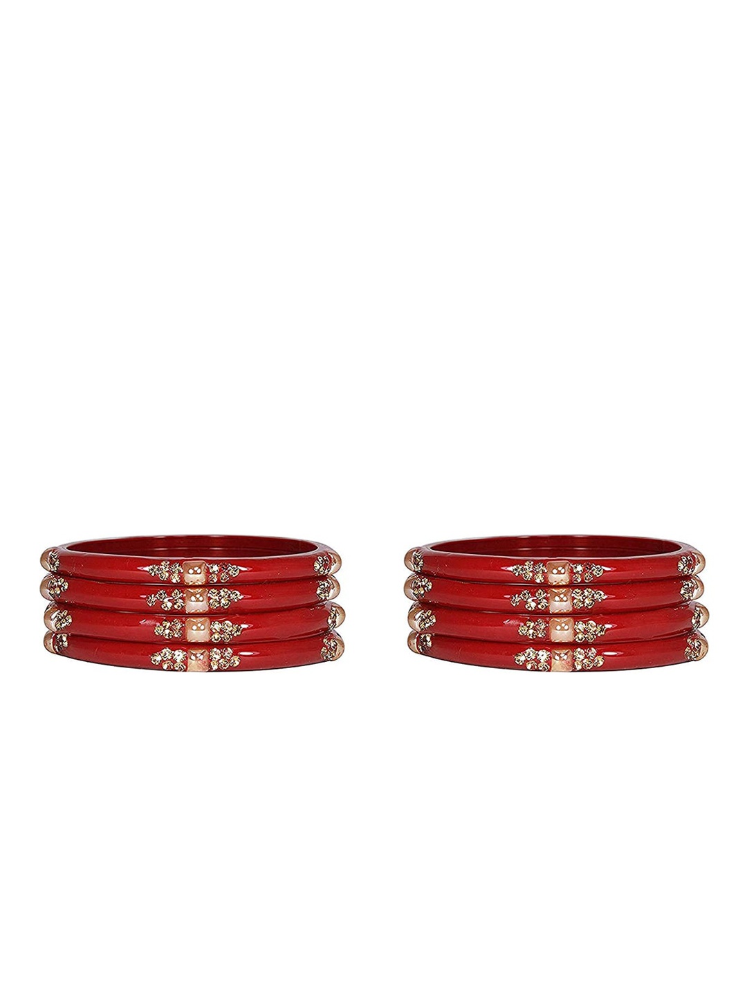

NMII Set Of 8 Cubic Zirconia-Studded Kada Bangles, Maroon