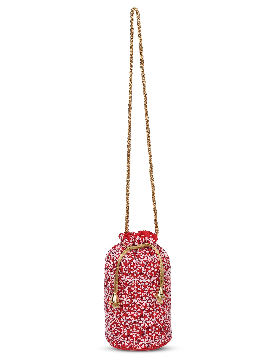 

Aditi Wasan Embroidered Potli Clutch, Red