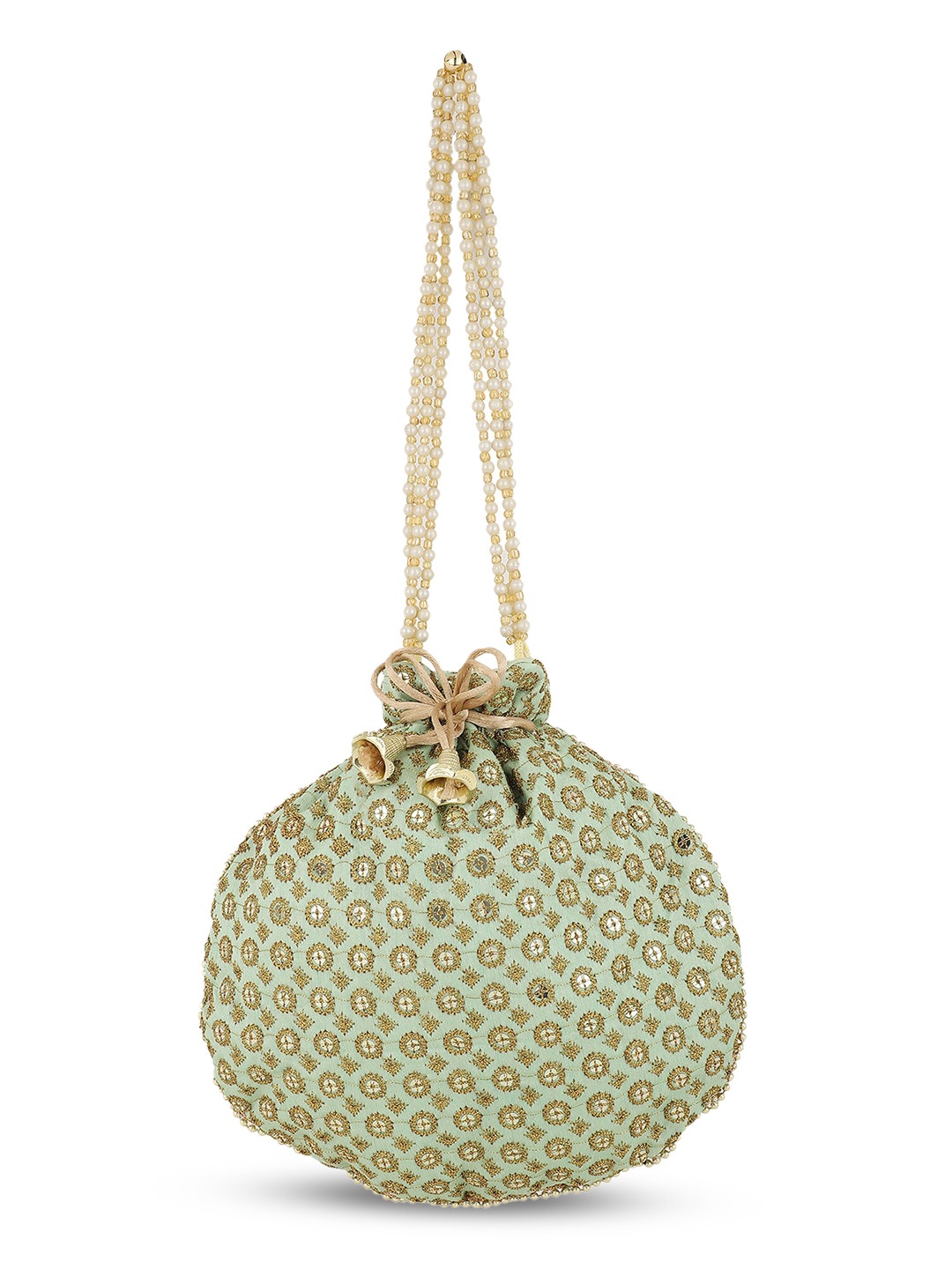 

Aditi Wasan Embroidered Potli Clutch, Green