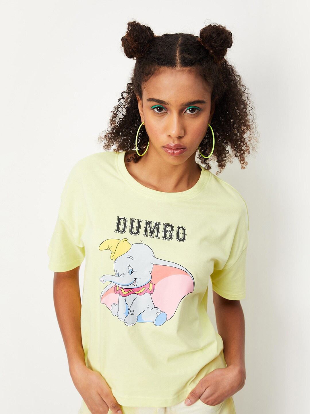 

max Graphic Printed Pure Cotton T-shirt, Yellow