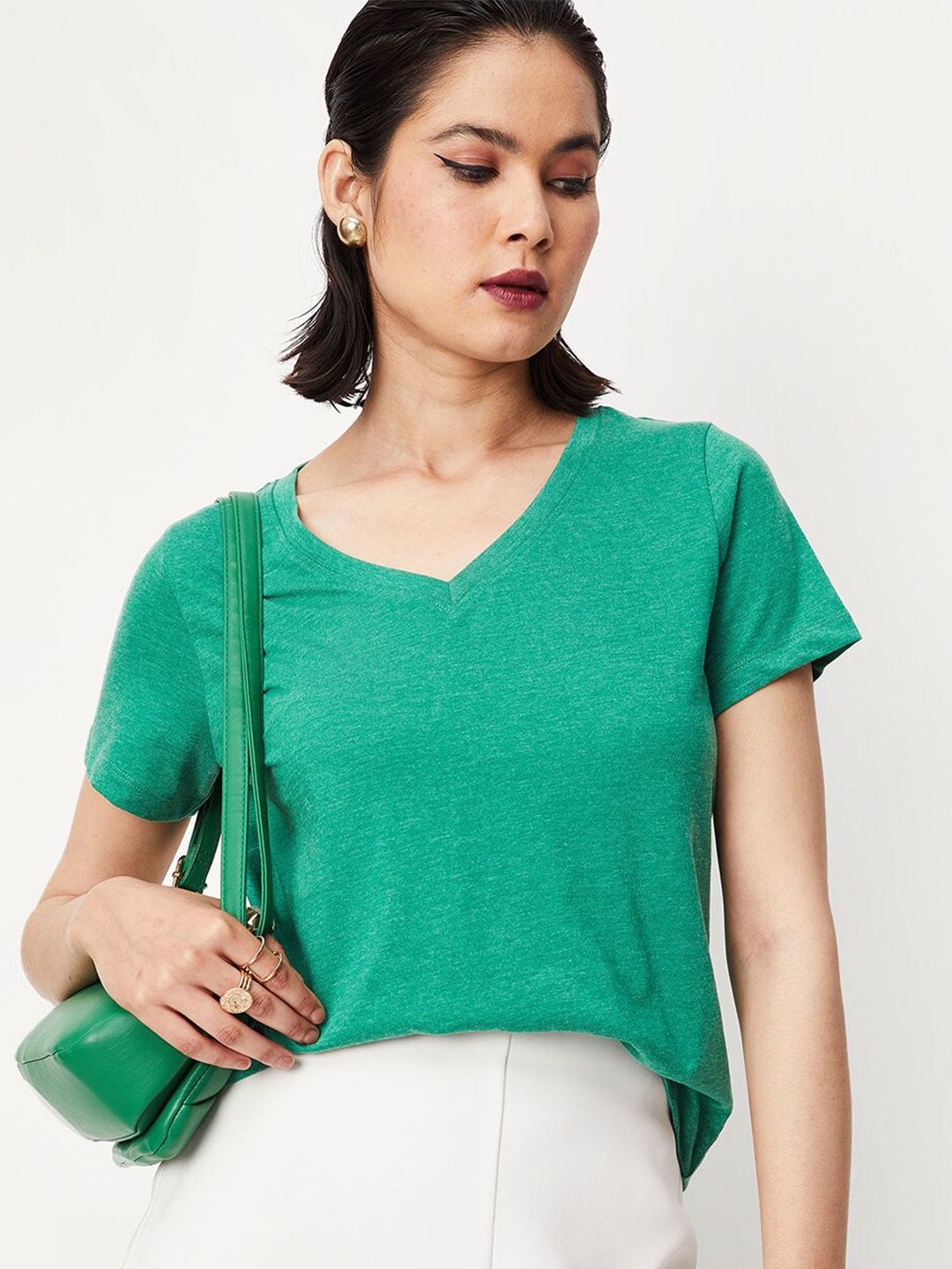 

max V-Neck Short Sleeves T-shirt, Green