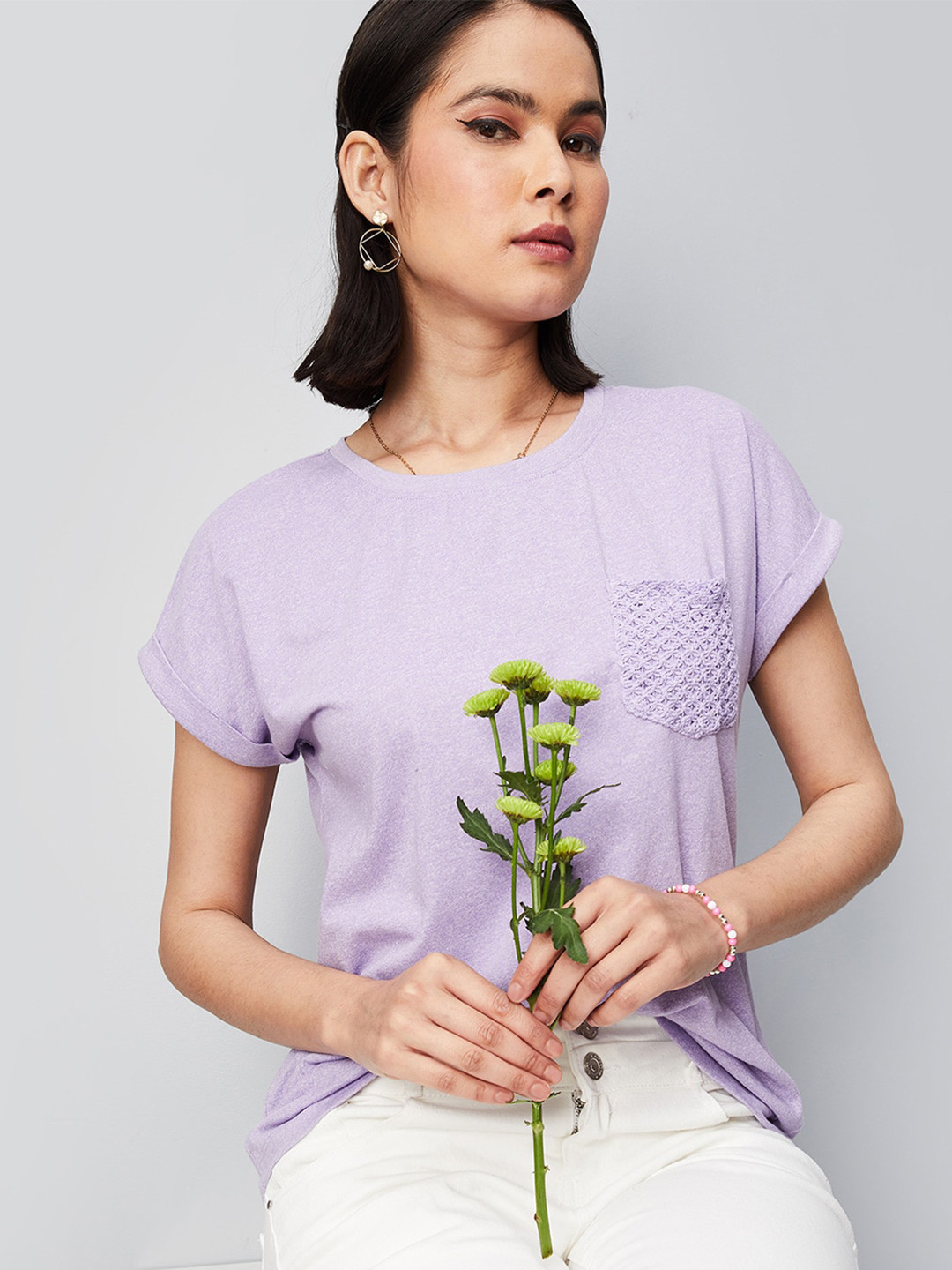 

max Round Neck Short Sleeve T-shirt, Purple