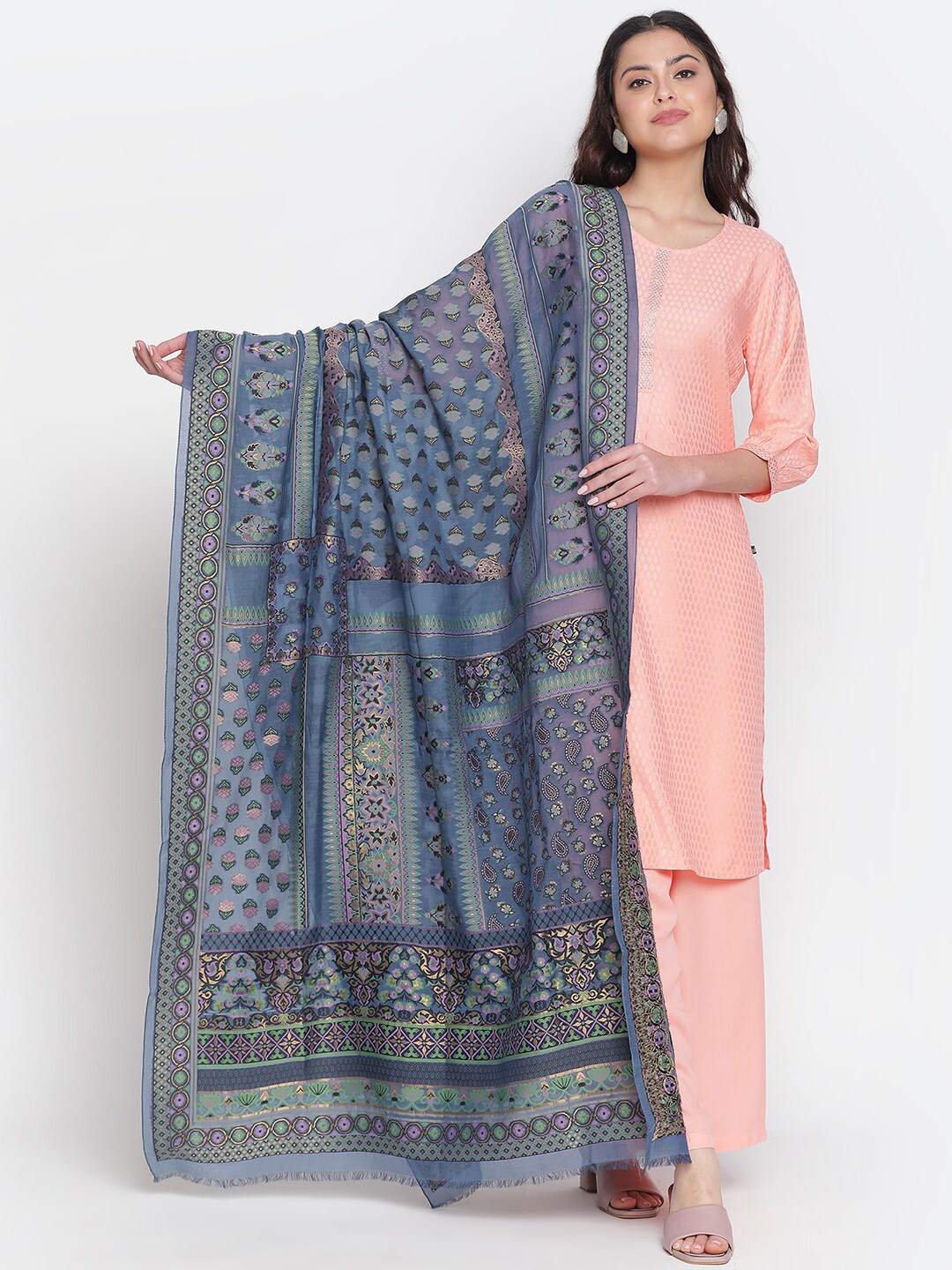 

SHINGORA Ethnic Motifs Woven Design Dupatta, Blue