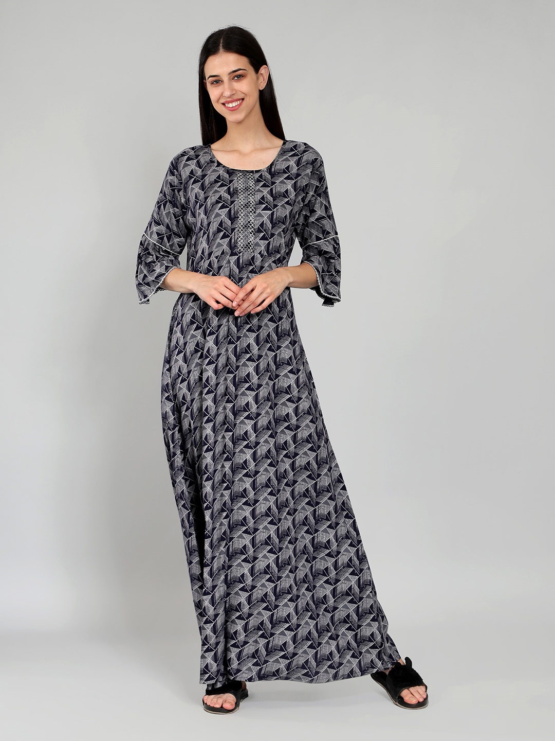 

NIGHTSPREE Printed Maxi Nightdress, Blue