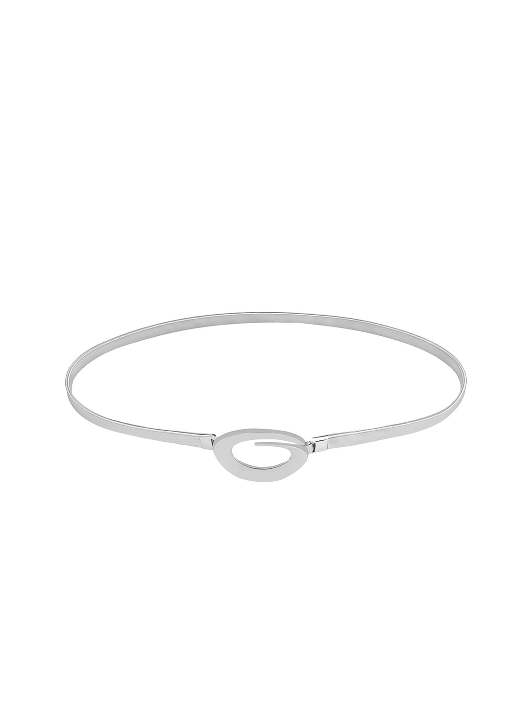 

ZORO Women Textured Slim Belt, Silver