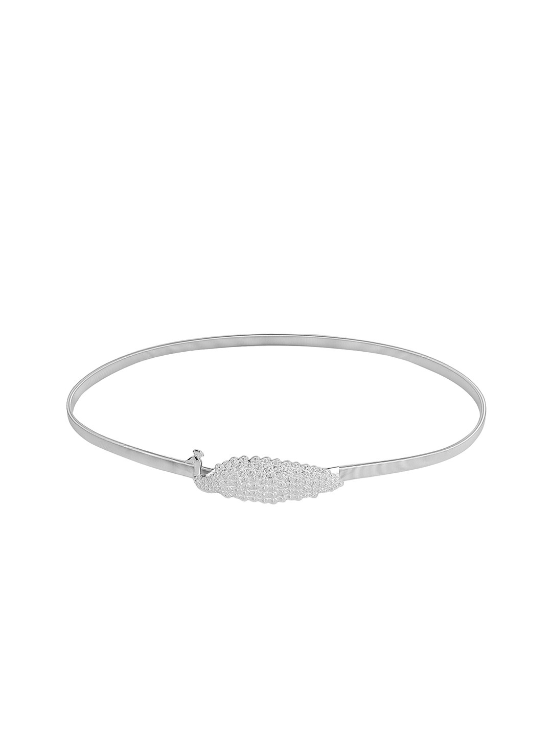 

ZORO Women Textured Slim Belt, Silver