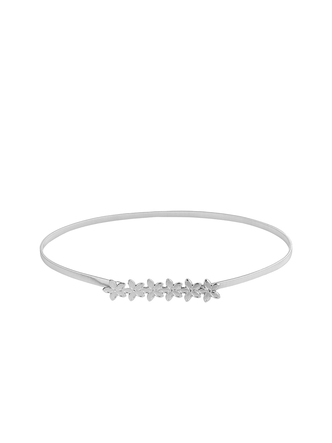 

ZORO Women Textured Slim Belt, Silver