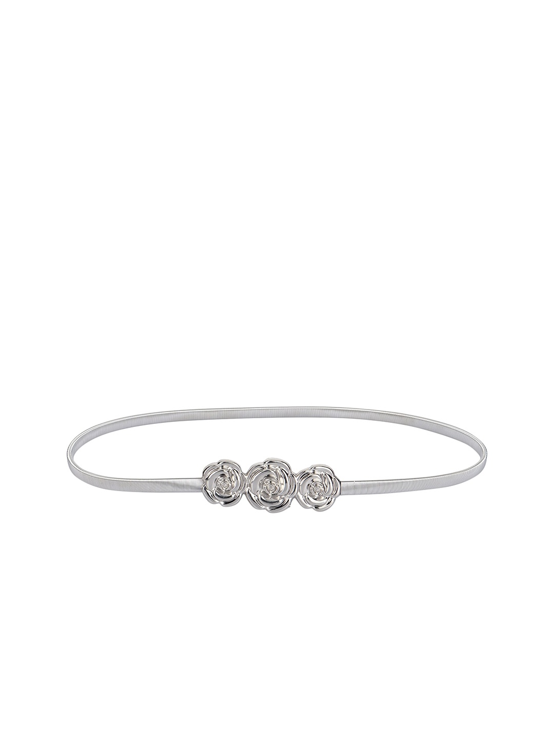

ZORO Women Textured Slim Belt, Silver