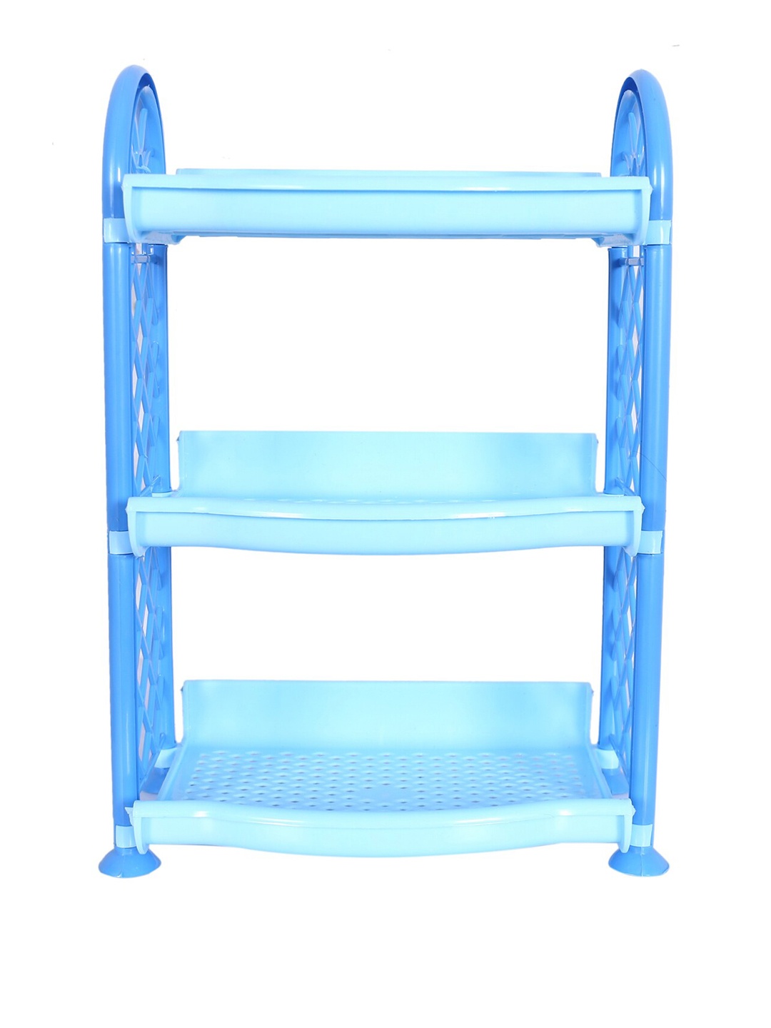 

Kuber Industries Blue Patterned Unbreakable 3 Shelves Storage Stand