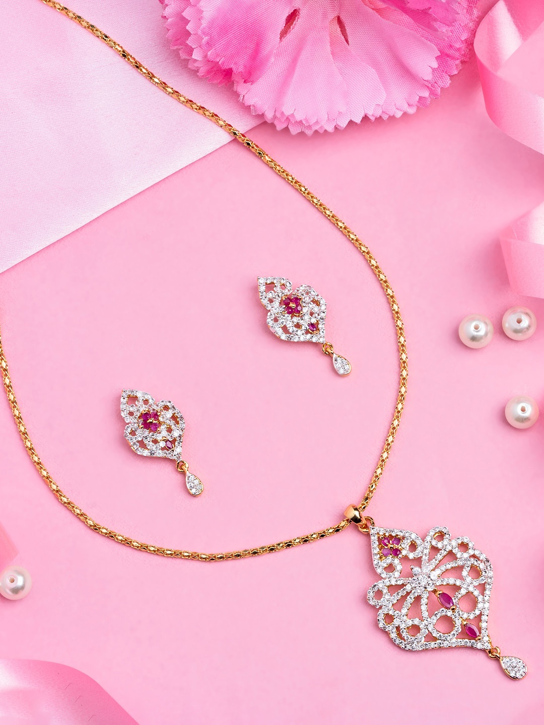 

Estele Gold-Plated Crystal Studded Jewellery Set