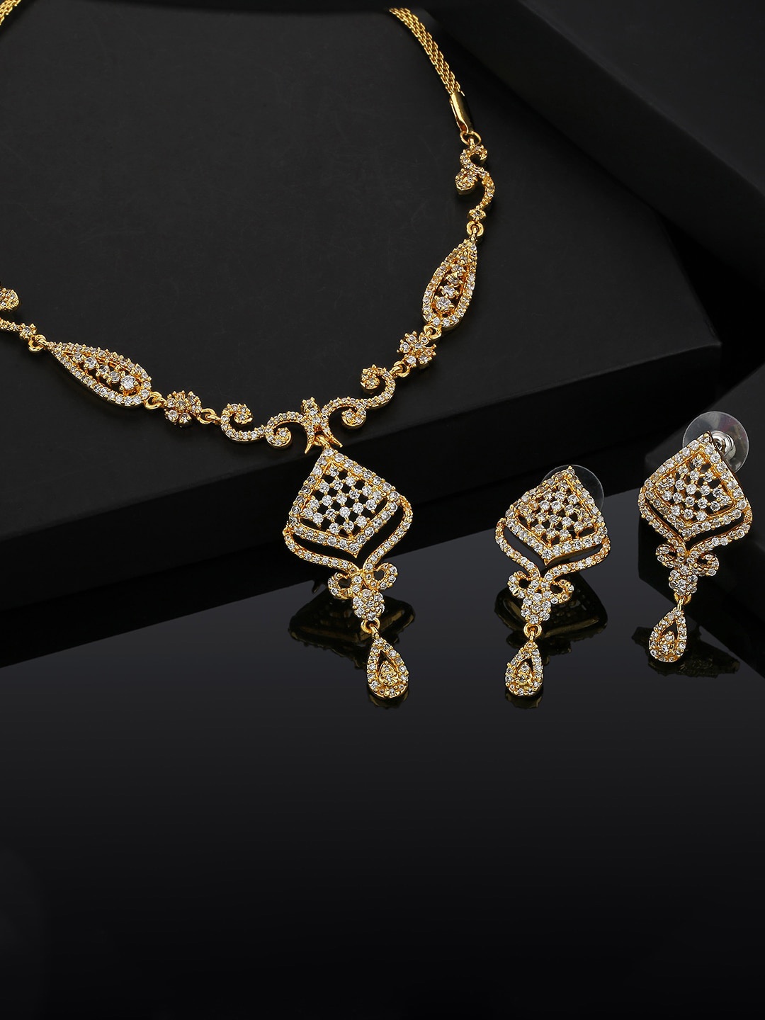 

Estele Gold Plated CZ Captivating Necklace Set