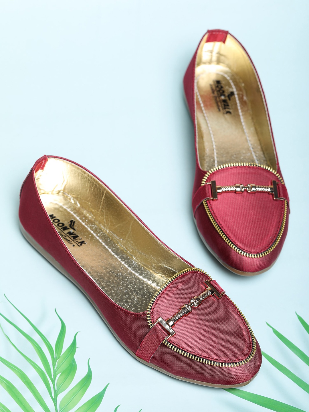

Moonwalk Women Embellished Padded Insole Horsebit Loafers, Maroon