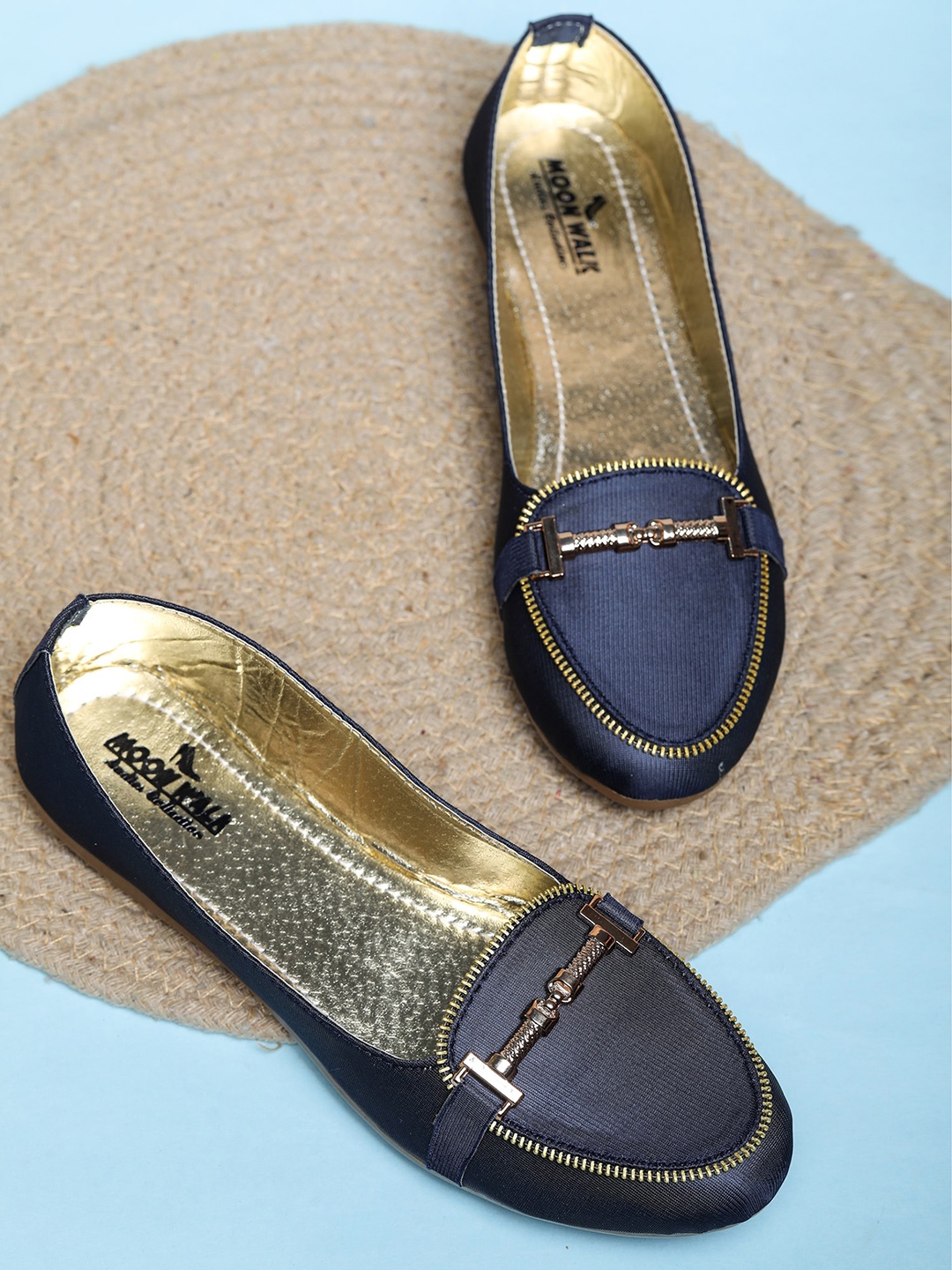 

Moonwalk Women Embellished Padded Insole Horsebit Loafers, Blue