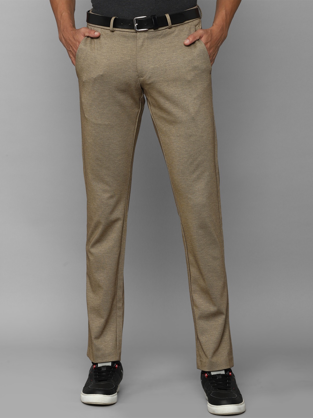 

Allen Solly Men Flat-Front Slim Fit Regular Trousers, Khaki