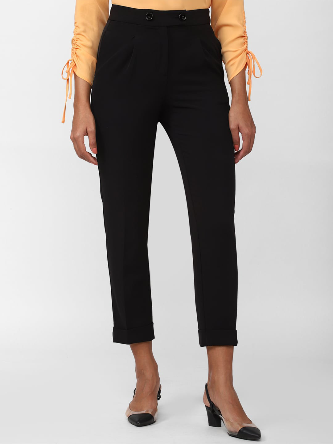 

Van Heusen Woman Women Black Slim Fit Pleated Trousers