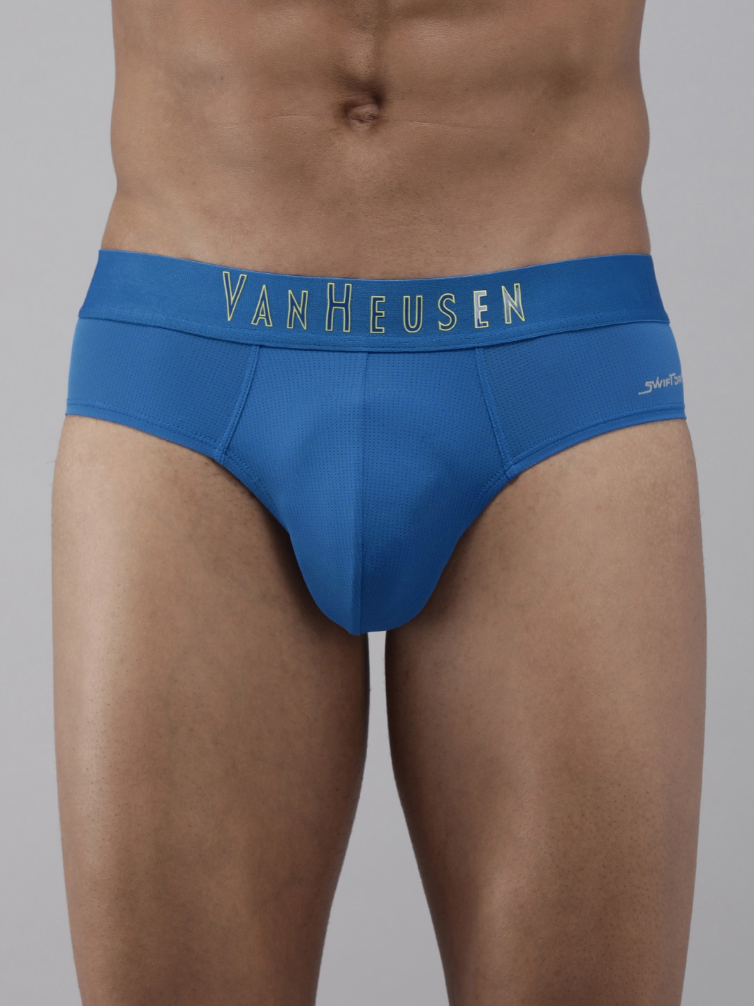 

Van Heusen Men Solid Swift Dry High Stretch Mesh AIR Series Active Brief, Blue