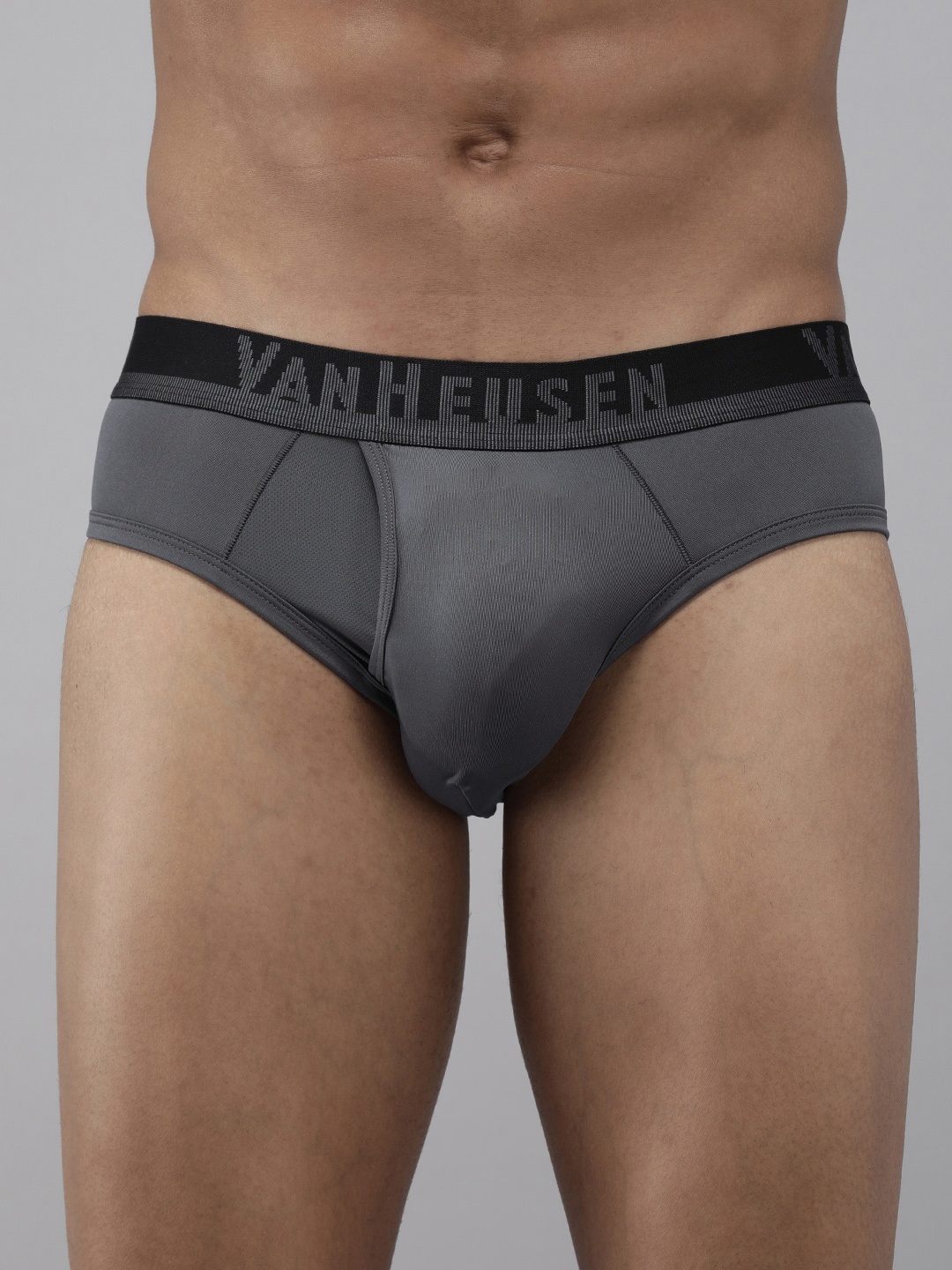 

Van Heusen Men Iron Grey Solid Swift Dry 4 Way Stretch AIR Series Brief- IHIBR1SIG30011