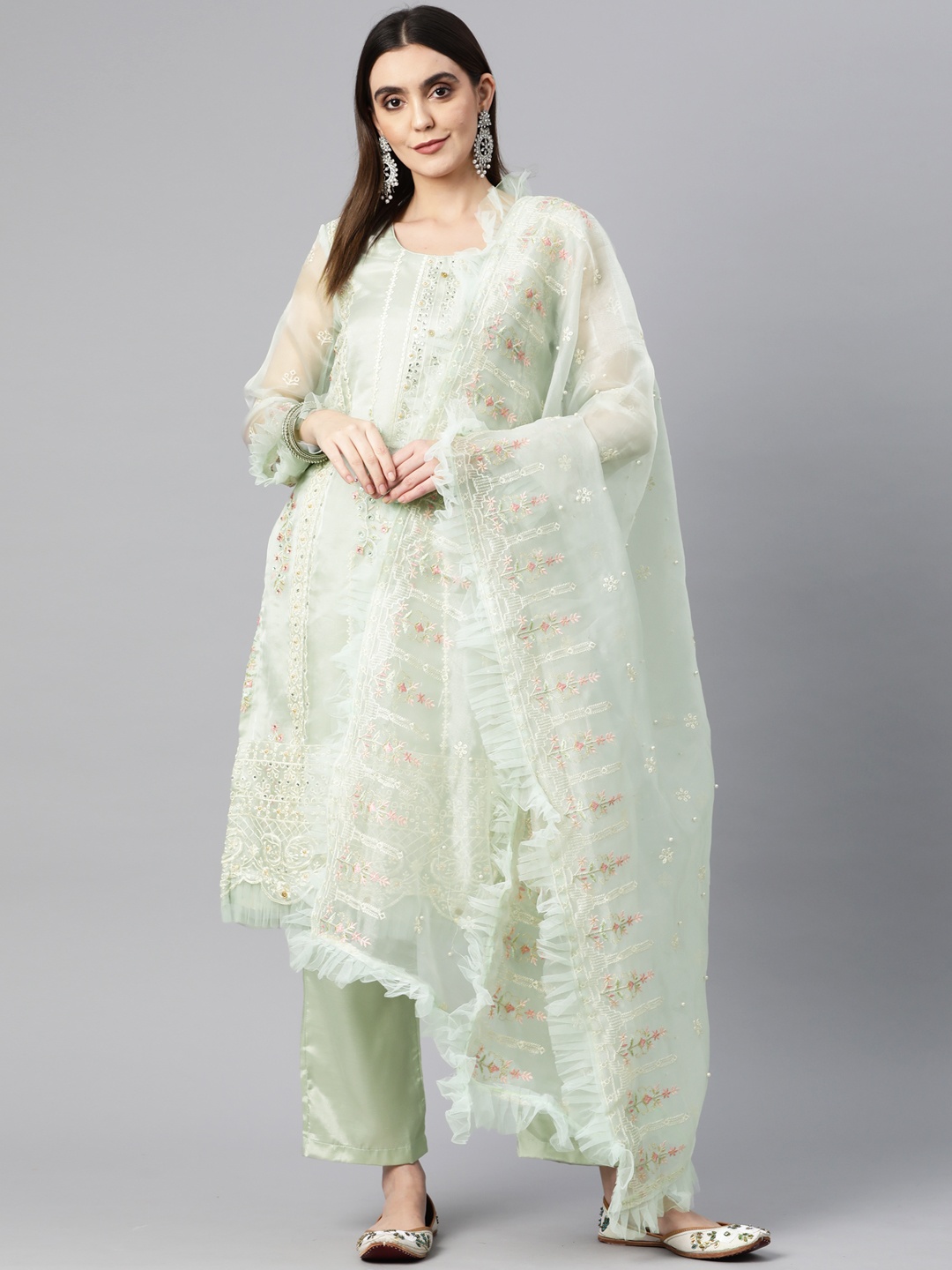 

Readiprint Fashions Straight Kurti with Bottom and Dupatta, Green