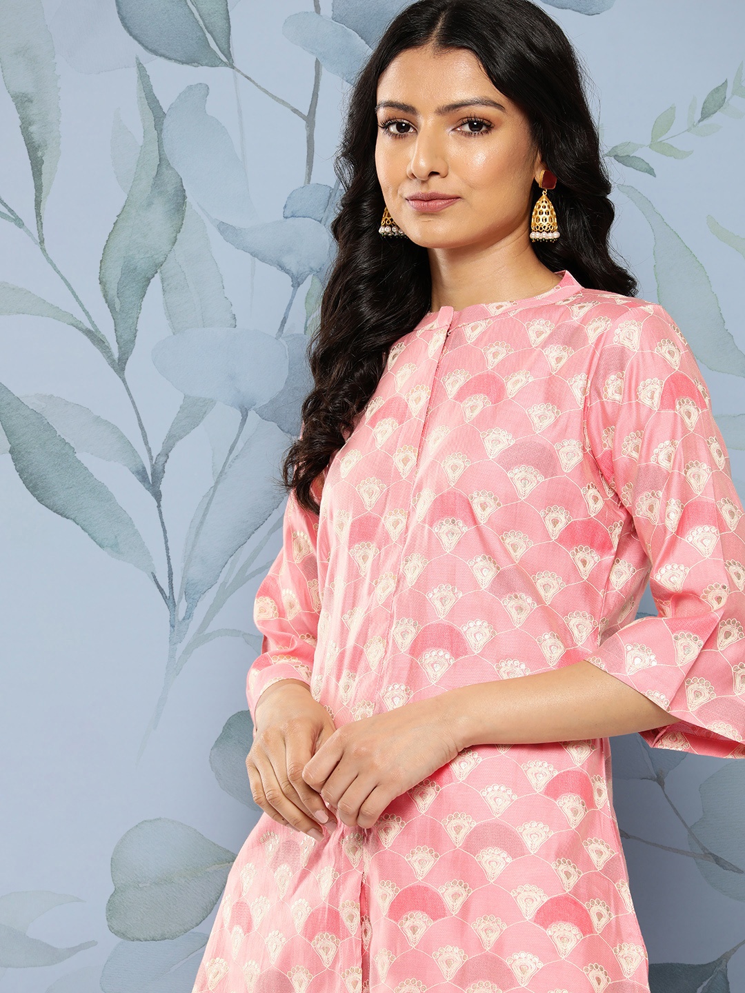 

Libas Printed Tunic with Palazzos Co-ords, Pink