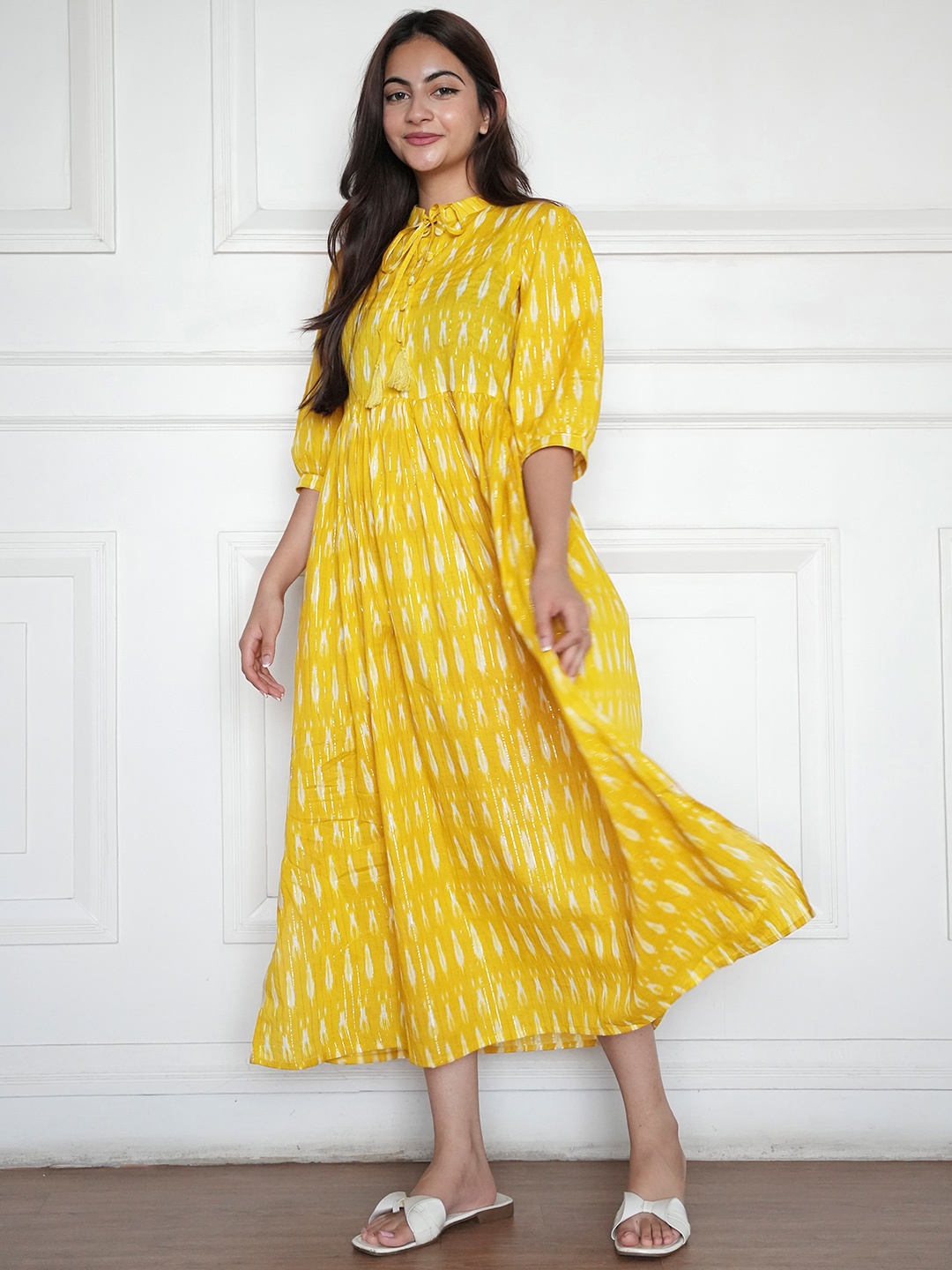 

Libas Ethnic Motifs Ethnic Maxi Dress, Mustard
