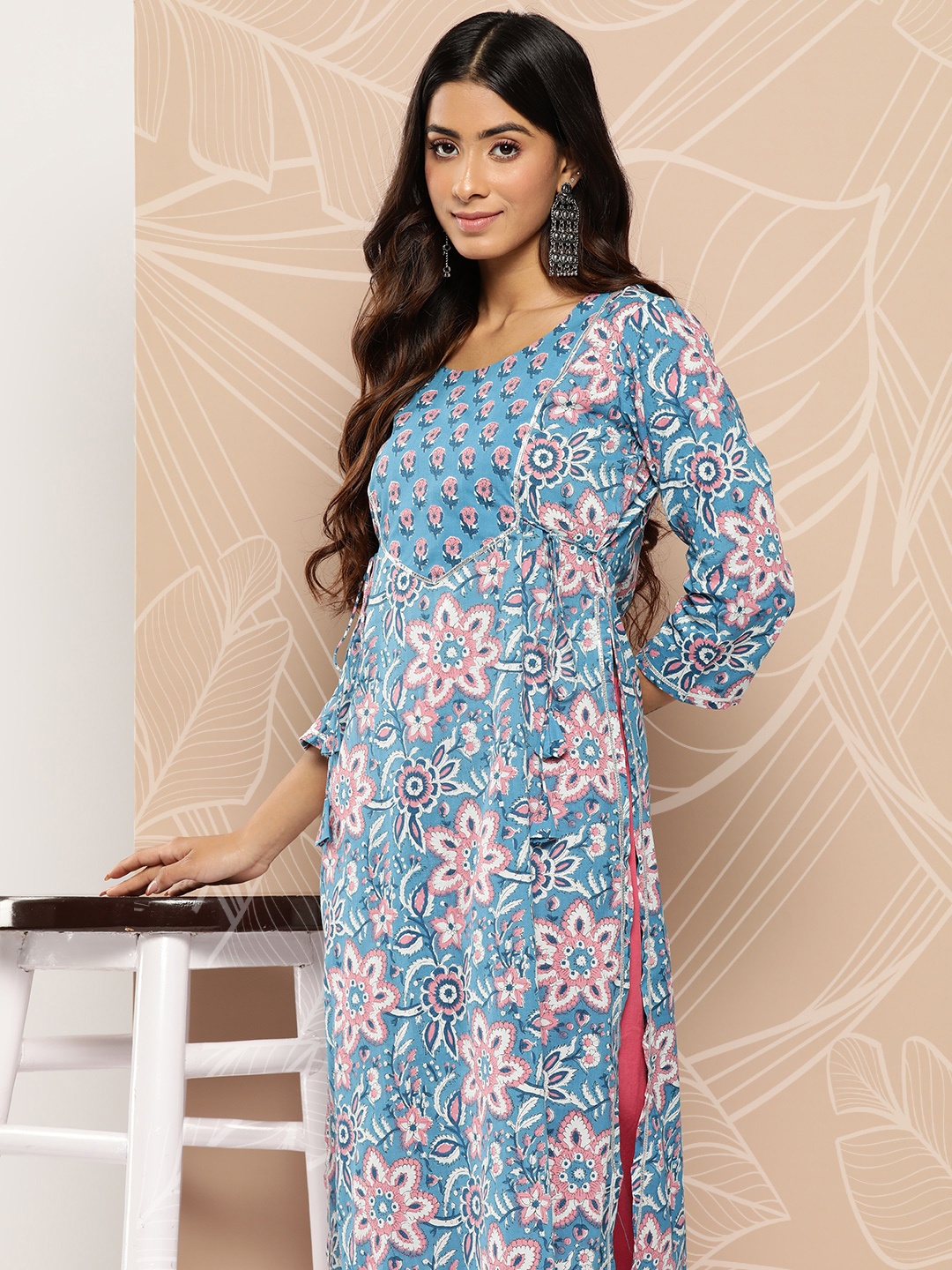 

Libas Floral Yoke Design Gotta Patti Floral Kurta, Blue