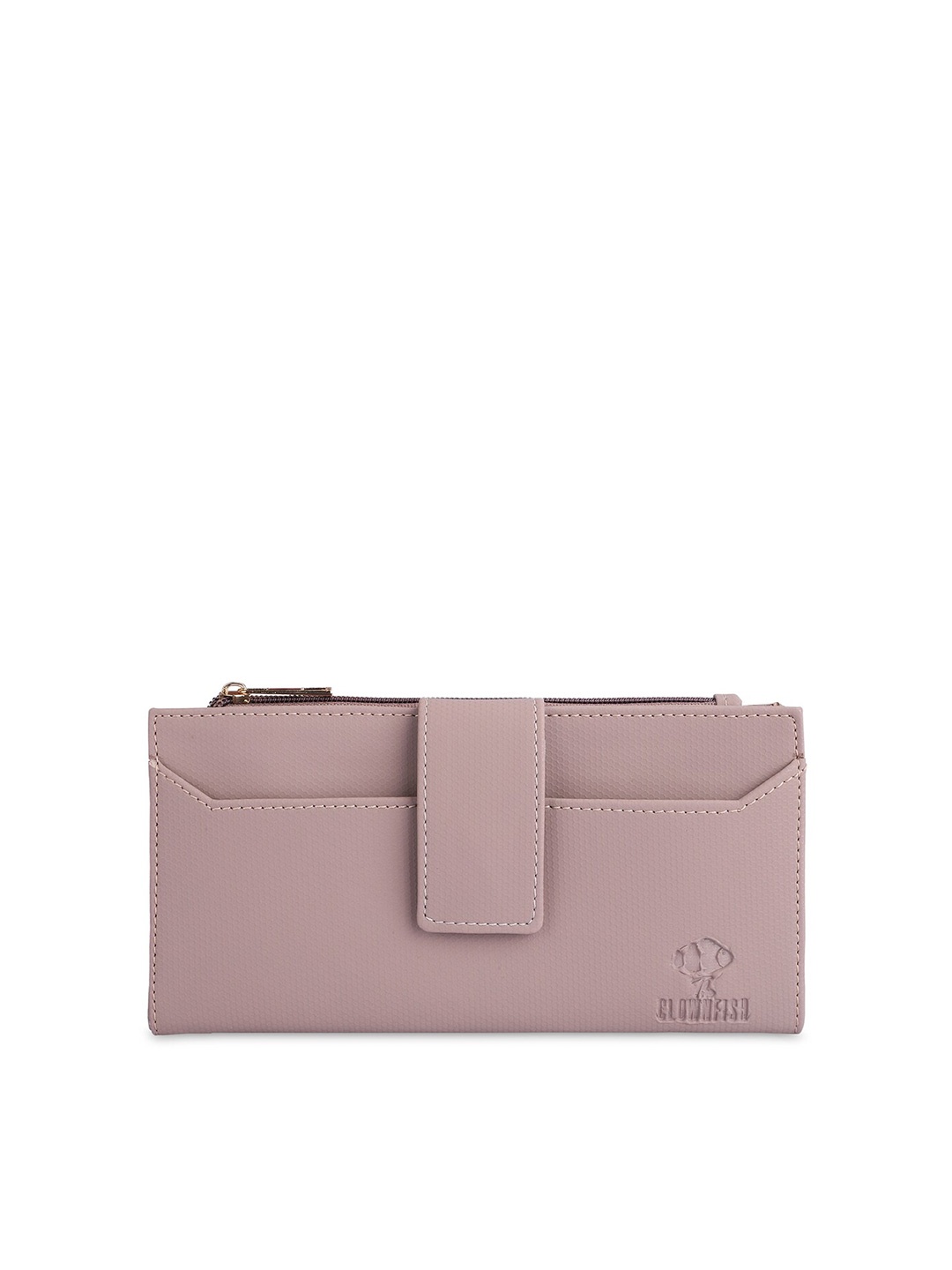 

THE CLOWNFISH Krizia Women Two Fold Wallet with SD Card Holder, Peach