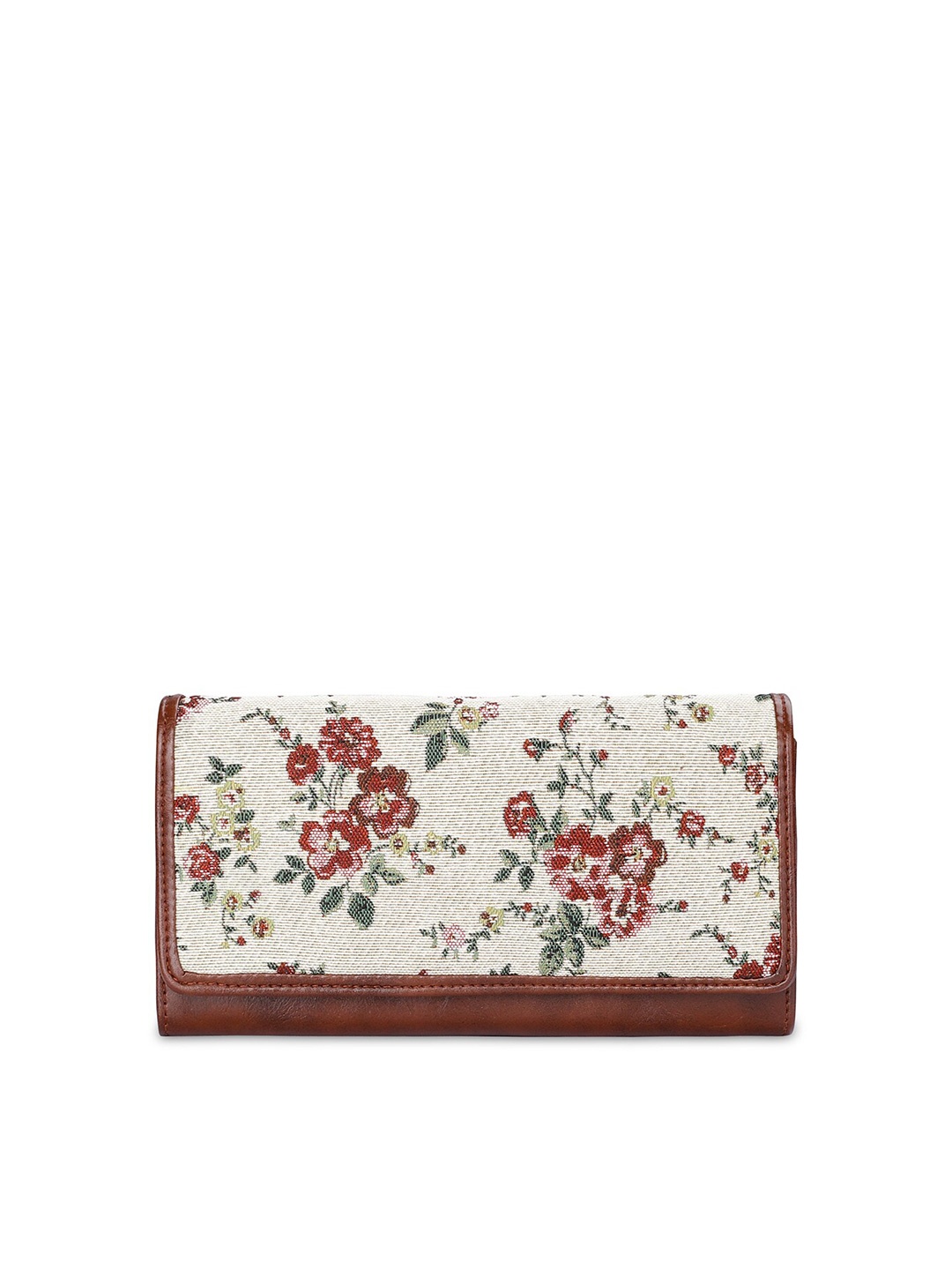 

THE CLOWNFISH Women Floral Printed Envelop Wallet, White