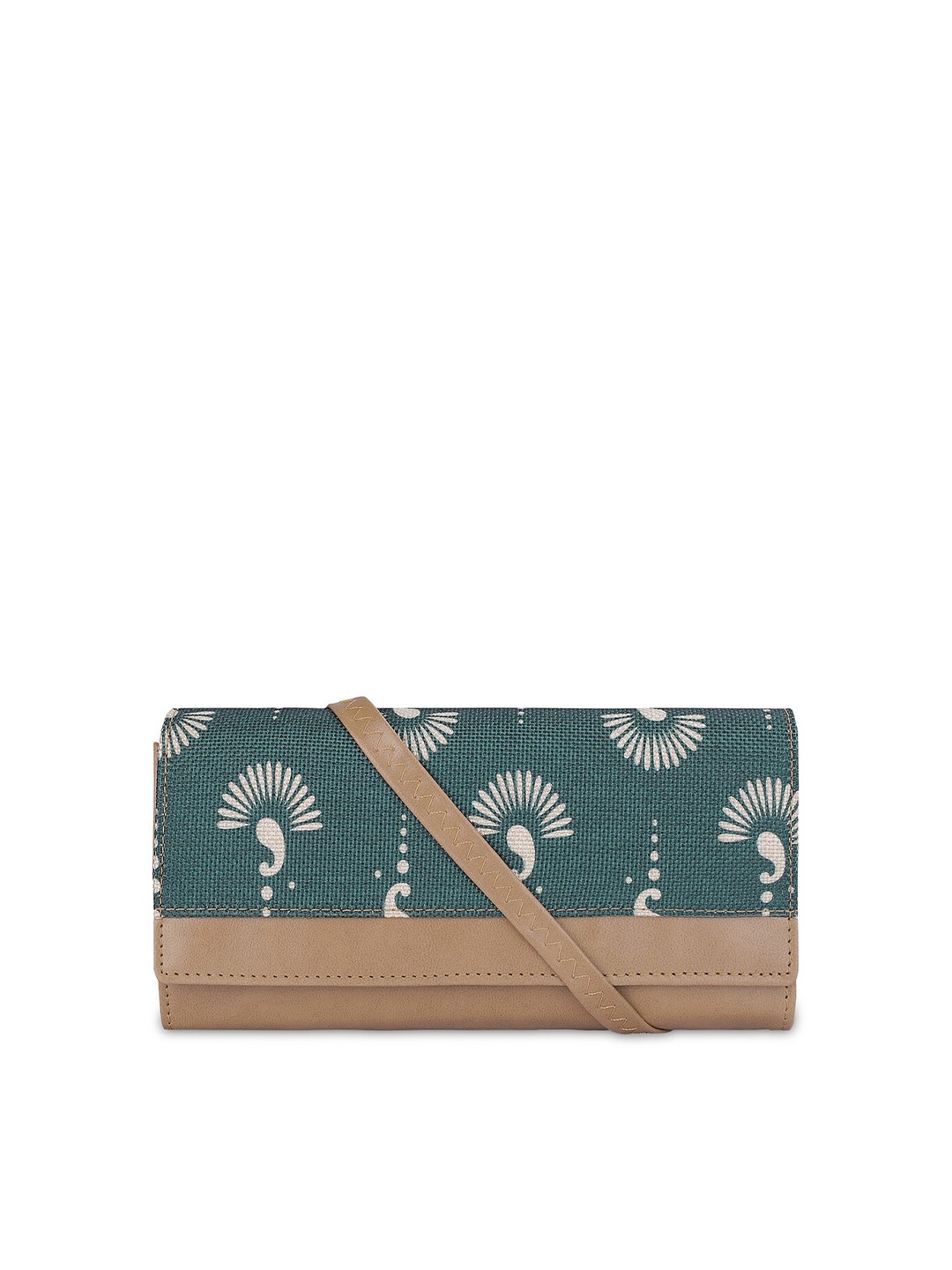 

THE CLOWNFISH Erika Women Ethnic Motifs Printed Two Fold Wallet, Green