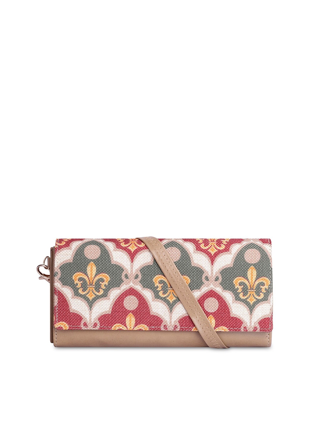 

THE CLOWNFISH Women Jolene Ethnic Motifs Printed Two Fold Wallet, Red