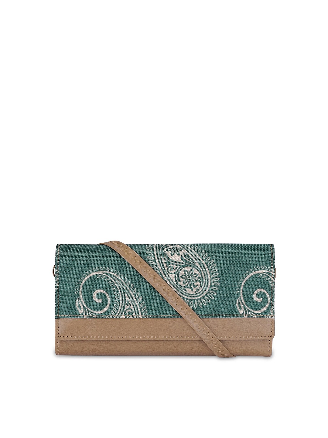 

THE CLOWNFISH Women Erika Ethnic Motifs Printed Two Fold Wallet, Lime green