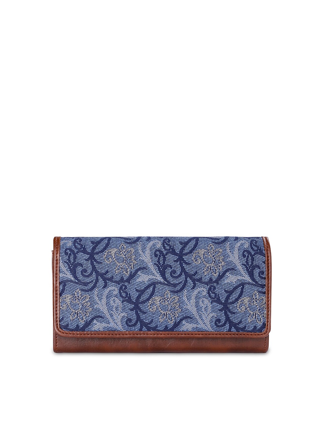 

THE CLOWNFISH Sharon Floral Printed Two Fold Wallet, Blue