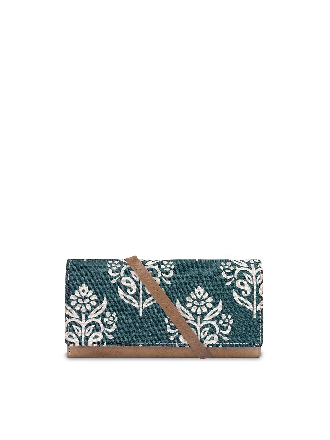 

THE CLOWNFISH Jolene Women Floral Printed Two Fold Wallet, Green