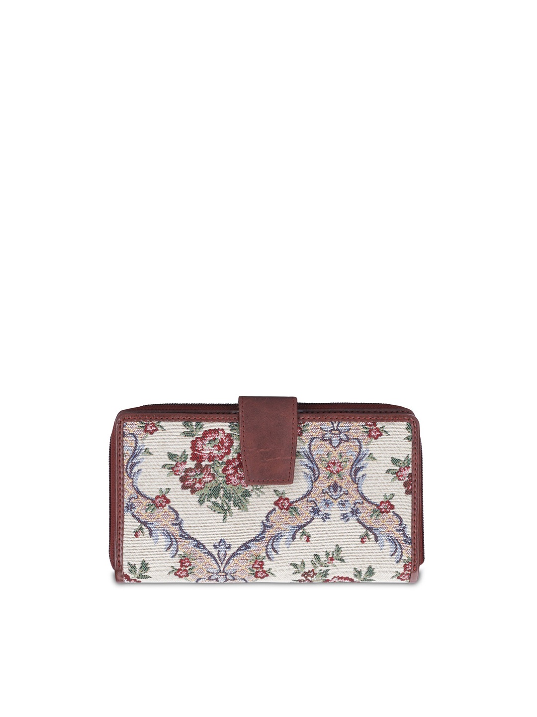 

THE CLOWNFISH Filipia Women Floral Printed Two Fold Wallet, Brown
