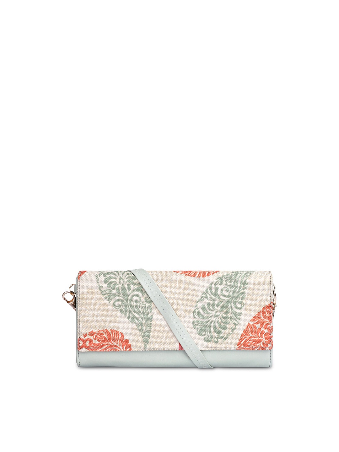 

THE CLOWNFISH Jolene Ethnic Motifs Printed Envelop Wallet, Cream