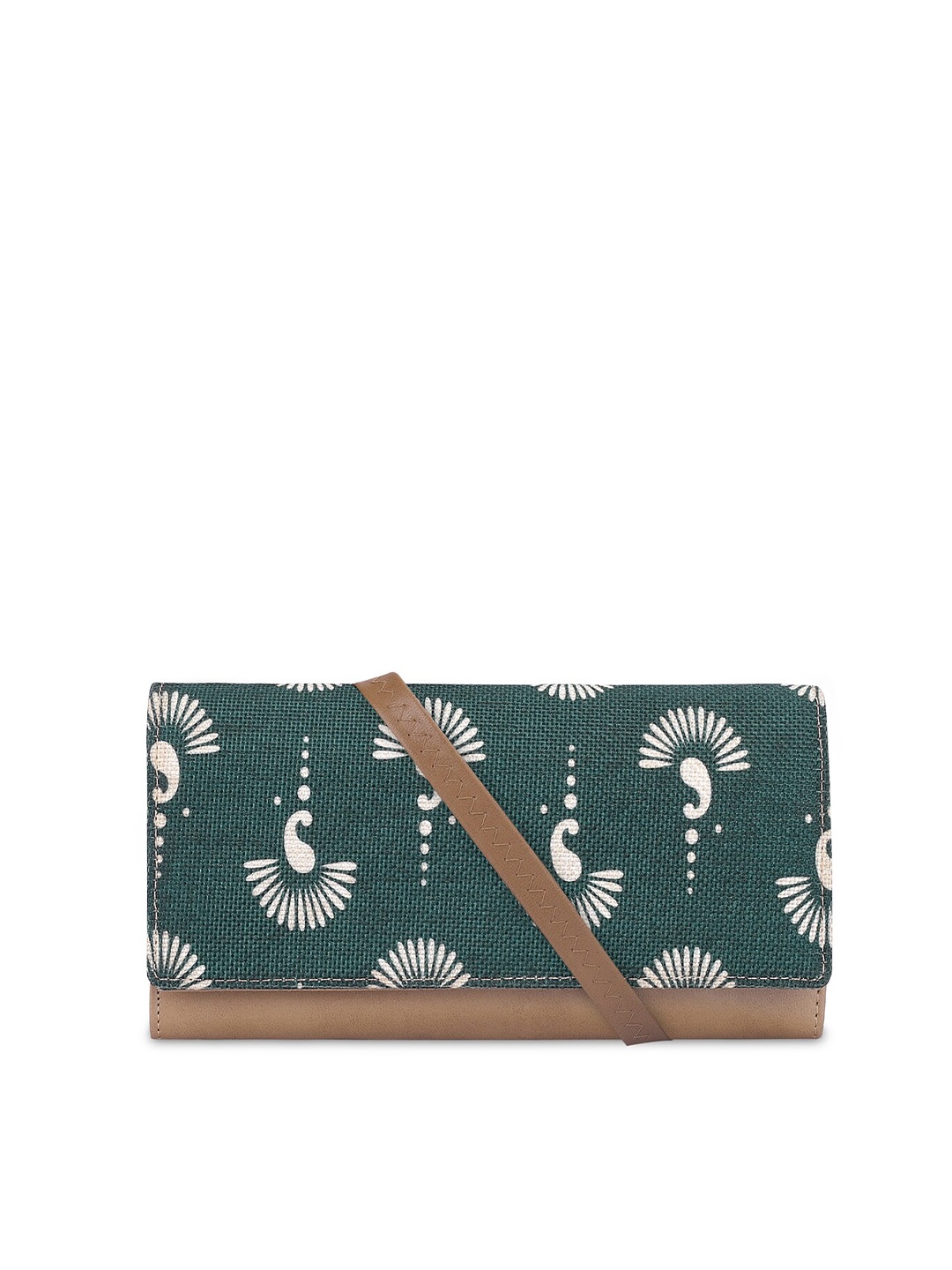 

THE CLOWNFISH Jolene Women Floral Printed Envelop Wallet, Green
