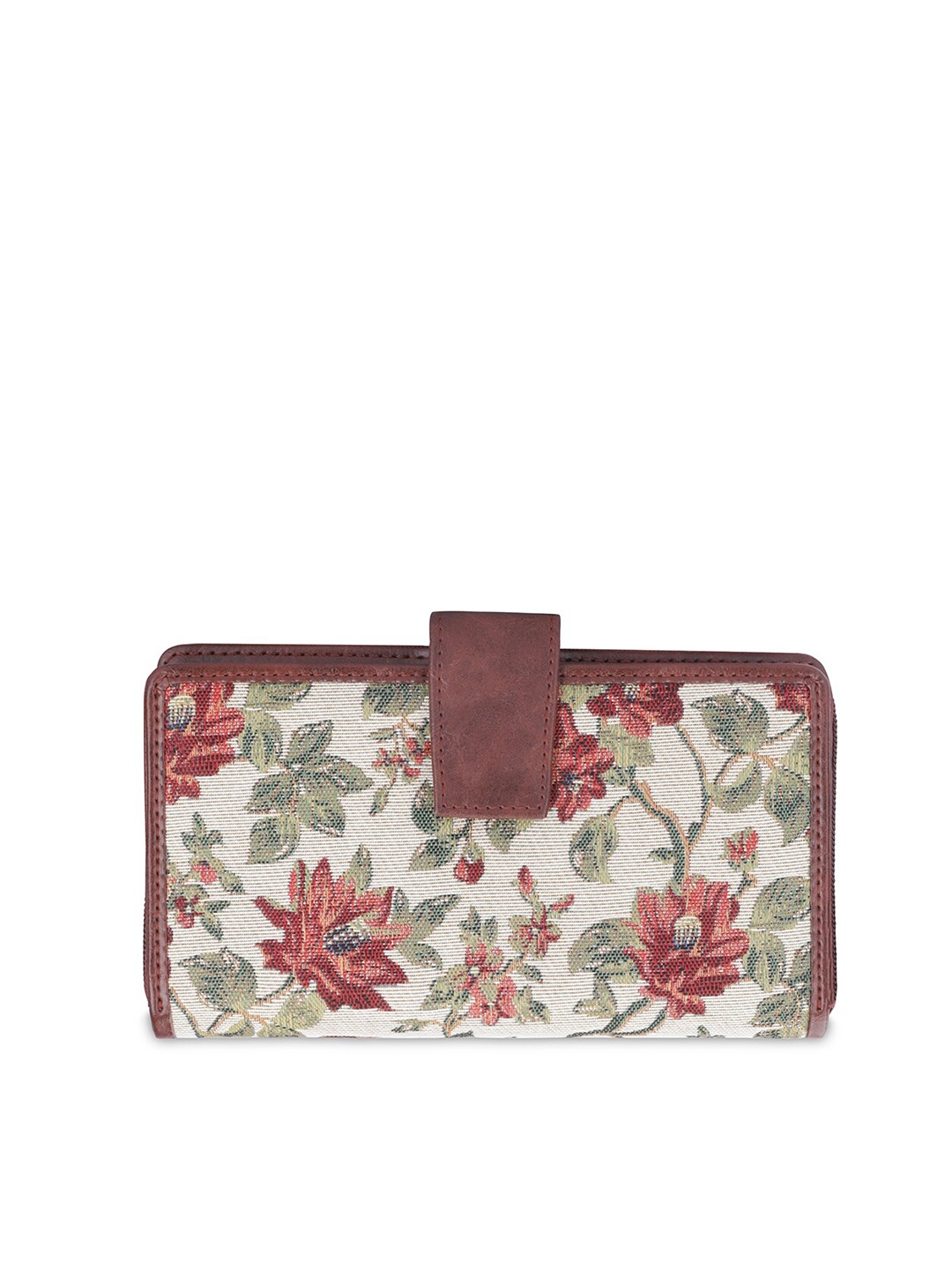 

THE CLOWNFISH Women Floral Printed Two Fold Wallet, Off white