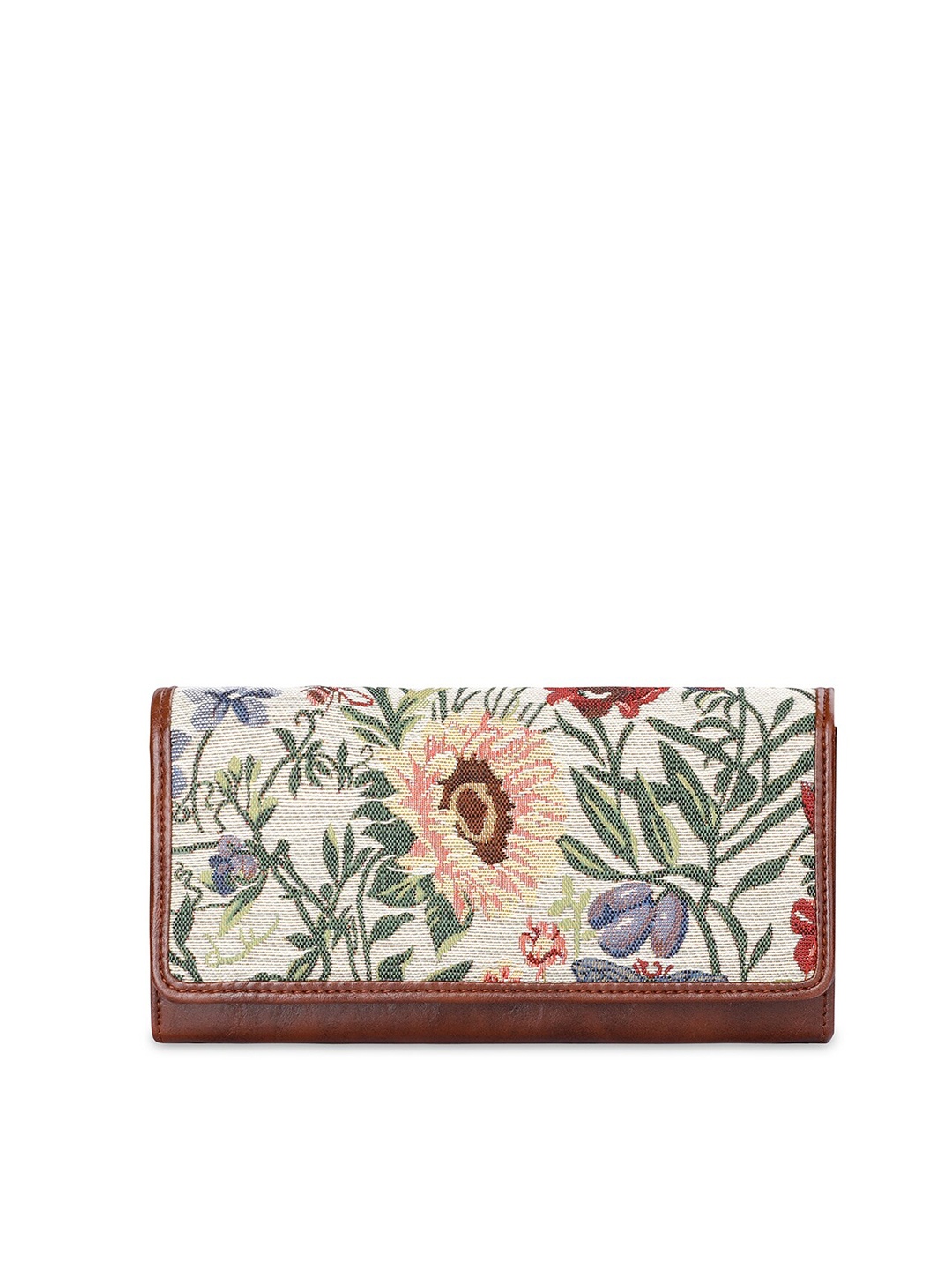 

THE CLOWNFISH Women Floral Printed Two Fold Wallet, Beige