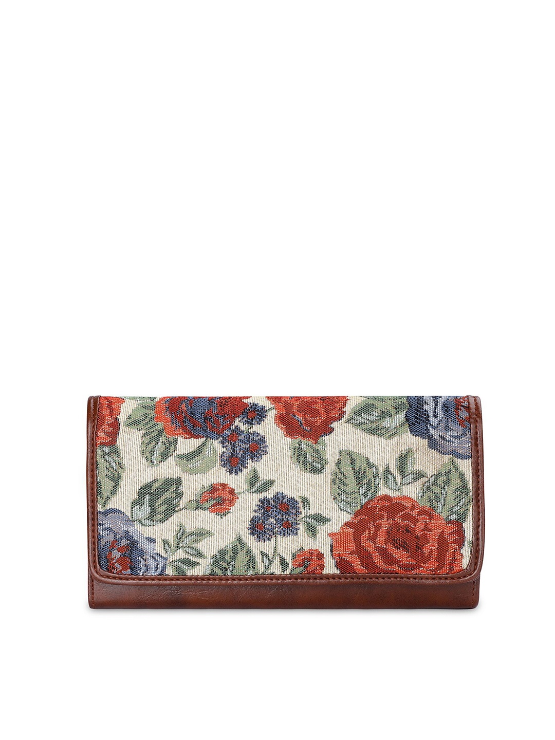 

THE CLOWNFISH Sharon Floral Printed Tapestry Two Fold Wallet, Red