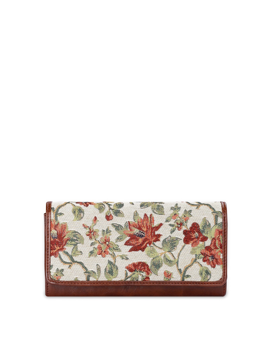 

THE CLOWNFISH Women Floral Printed Two Fold Wallet, Off white