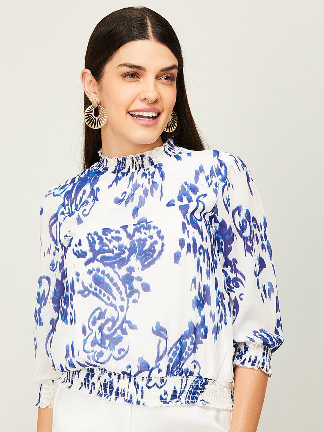 

CODE by Lifestyle Ethnic Motifs Printed Top, Off white