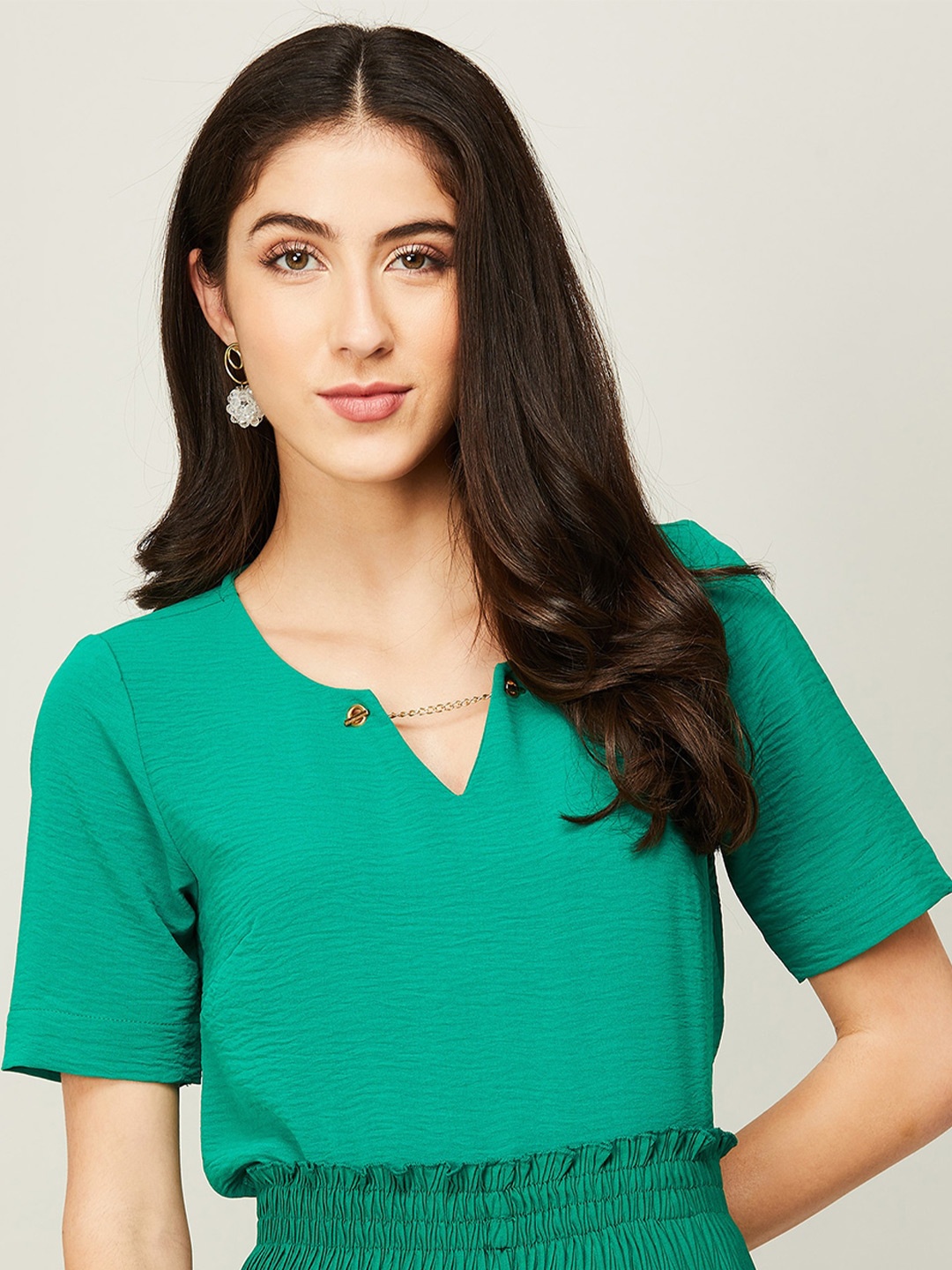

CODE by Lifestyle Notched Neck Top, Green