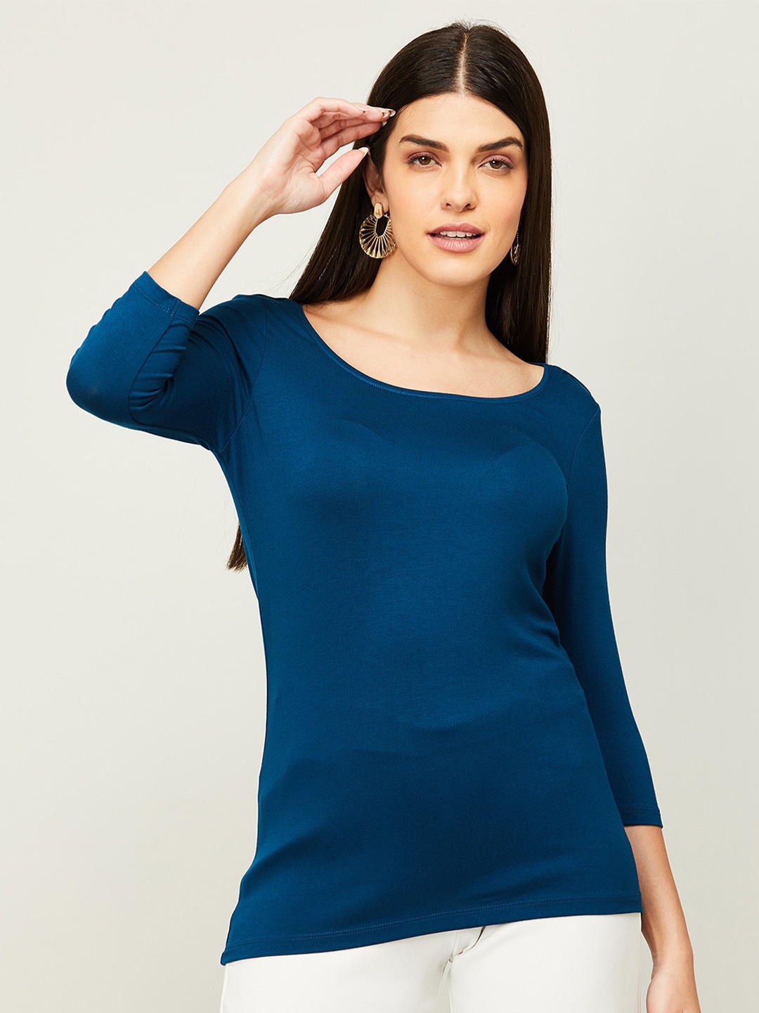 

CODE by Lifestyle Round Neck Fitted Top, Teal