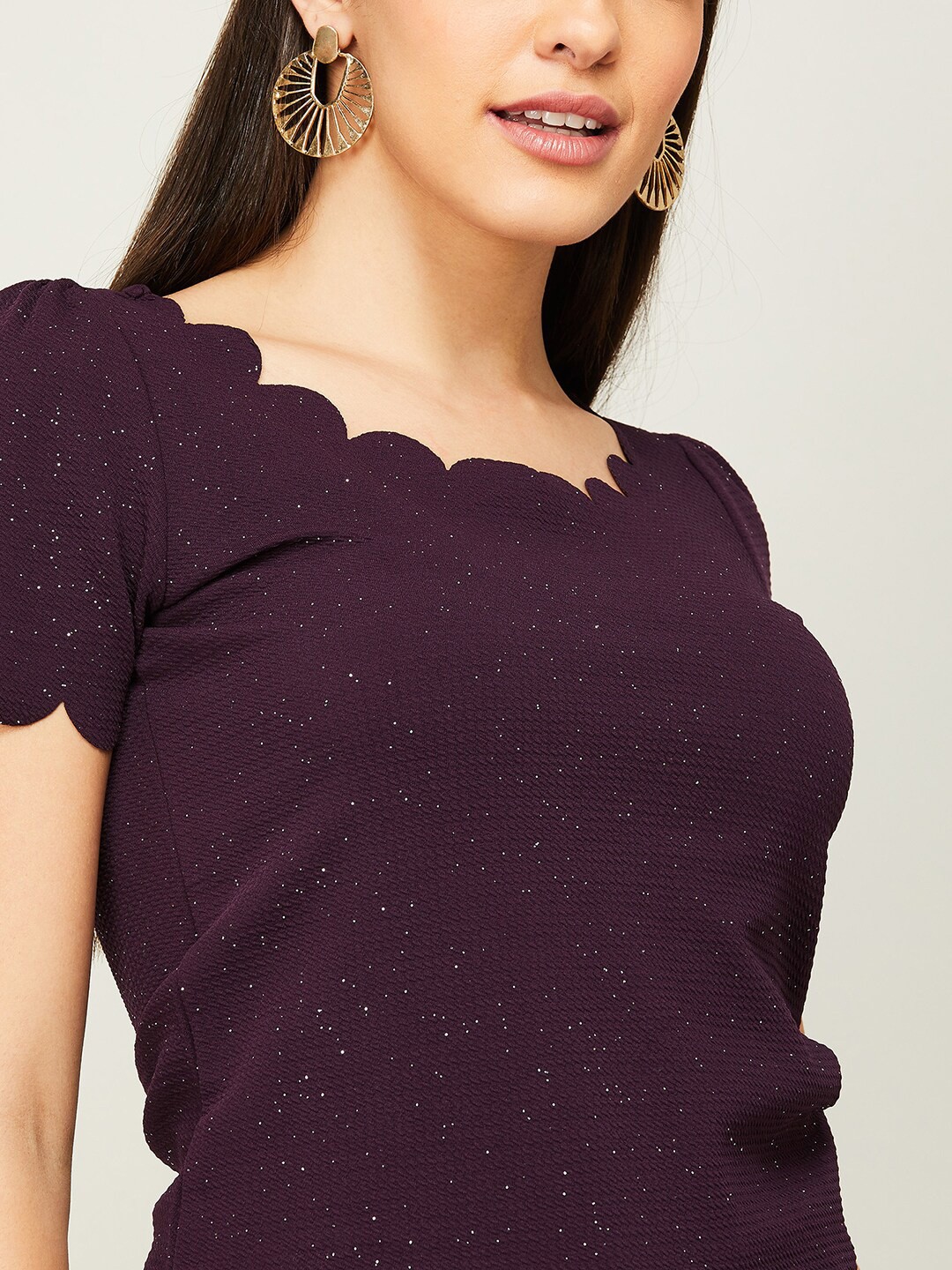 

CODE by Lifestyle Round Neck Short Sleeves Top, Purple