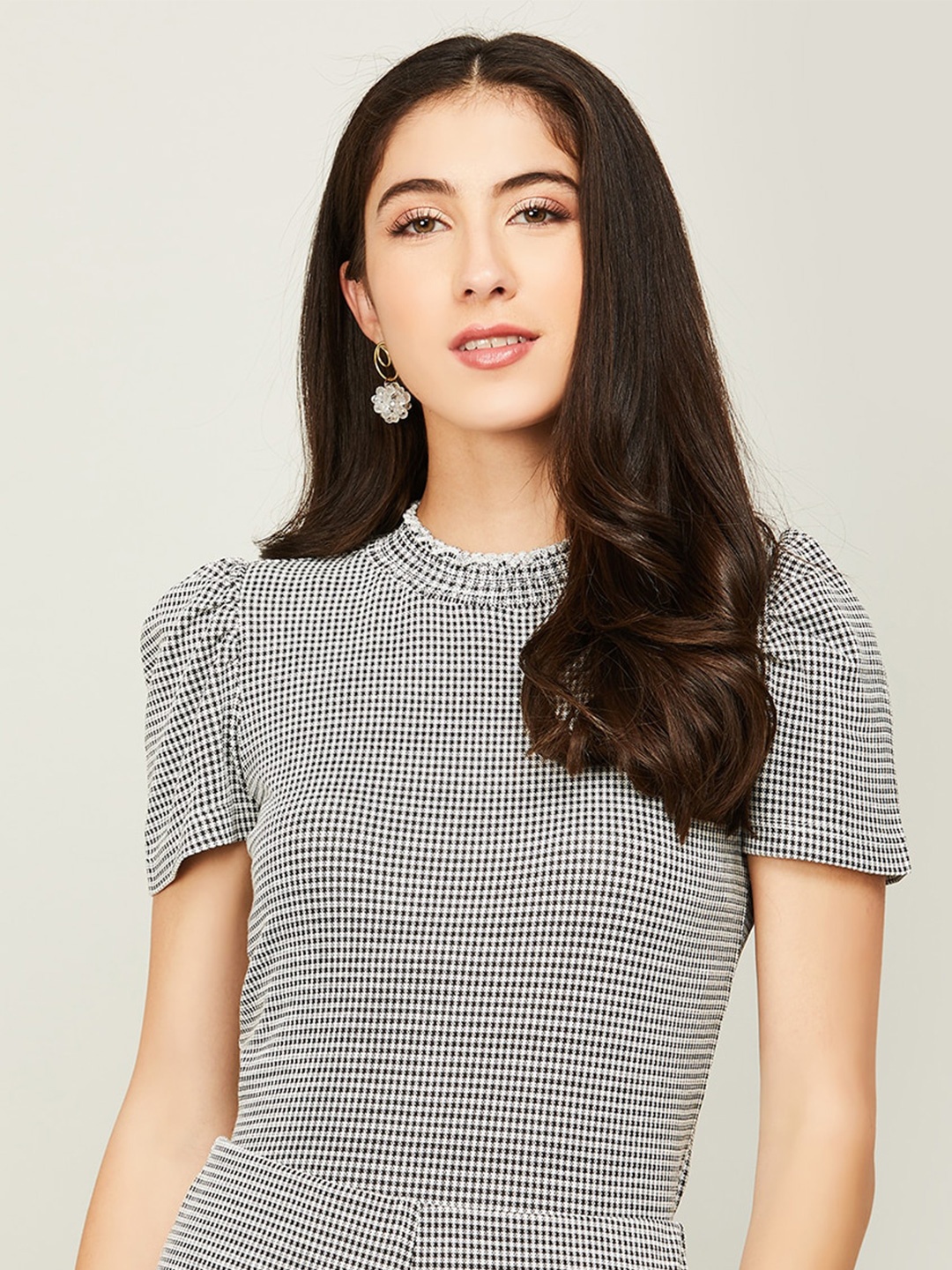 

CODE by Lifestyle Geometric Woven Design Regular Top, White