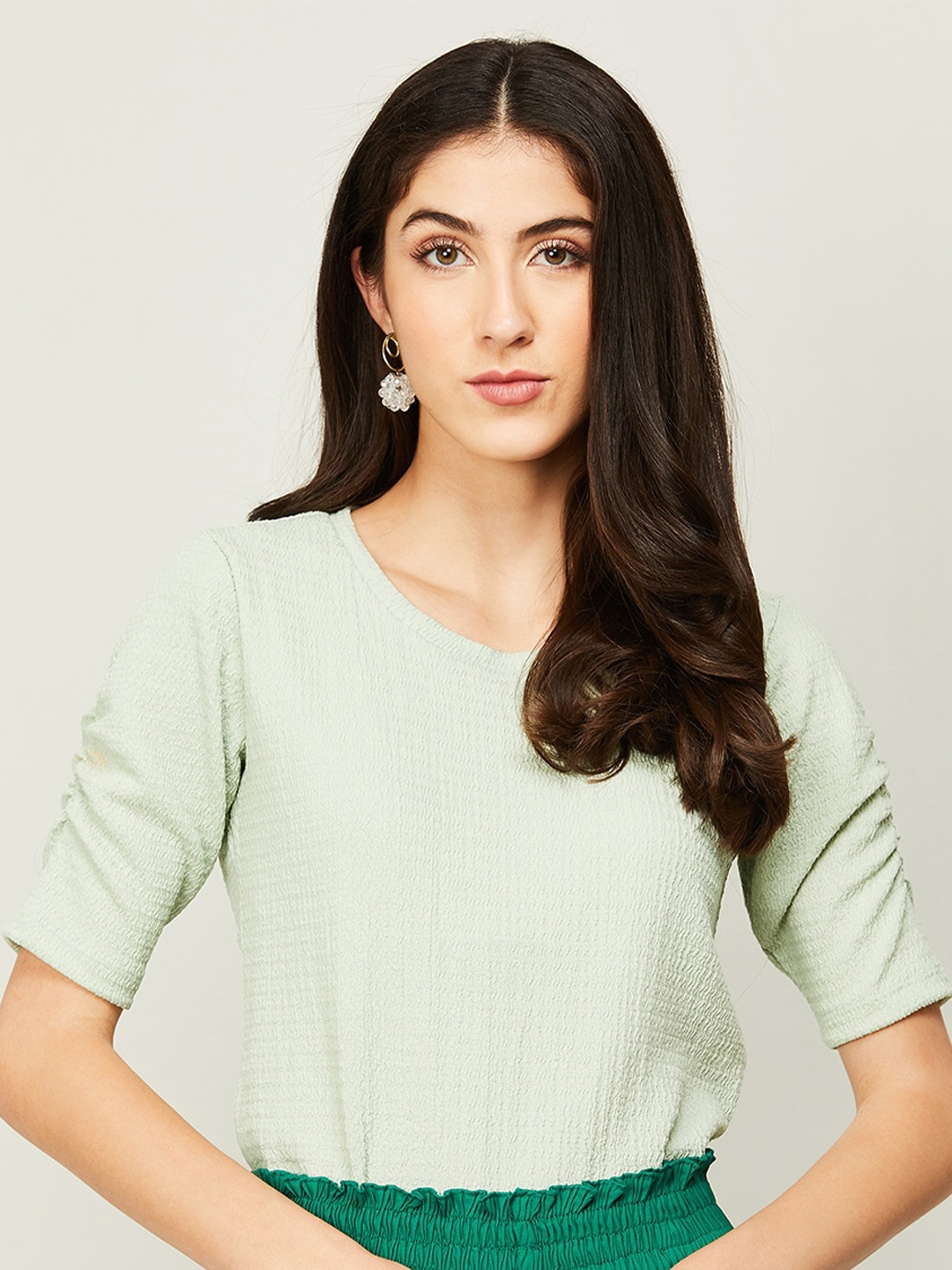 

CODE by Lifestyle Self Design Round Neck Top, Green