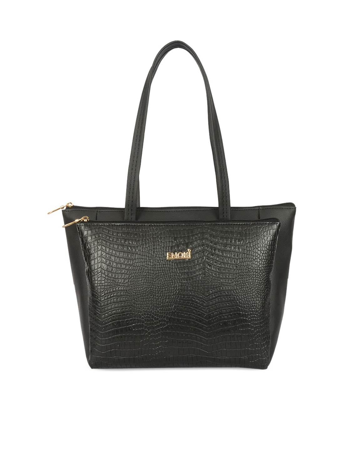 

ENOKI Textured Structured Shoulder Bag, Black